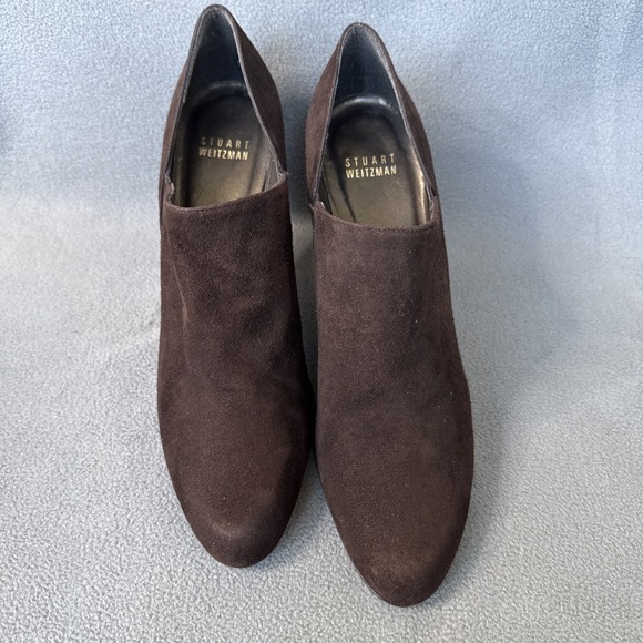 Stuart Weitzman Booties Womens 7N Brown Suede Tapered Heel Almond Toe - Picture 3 of 16